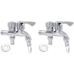 HASTHIP® 2 in 1 Brass Dual Tap for Washing Machine, Two Way Tap for Washing Machine, Washing Machine Taps with Wall Flange, Hrome-Plated Copper, for Bathroom/Kitchen (Silver) 2 PCS