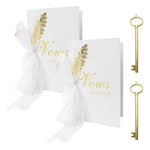 HASTHIP® Greeting Card for Love,2Pcs Gold Foil Elegant Wedding Vow Cards with 2Pcs Key Pens,Love Cards Best Wishes Card For Weddings And More Note Congratulations Keepsake for Brides Grooms.