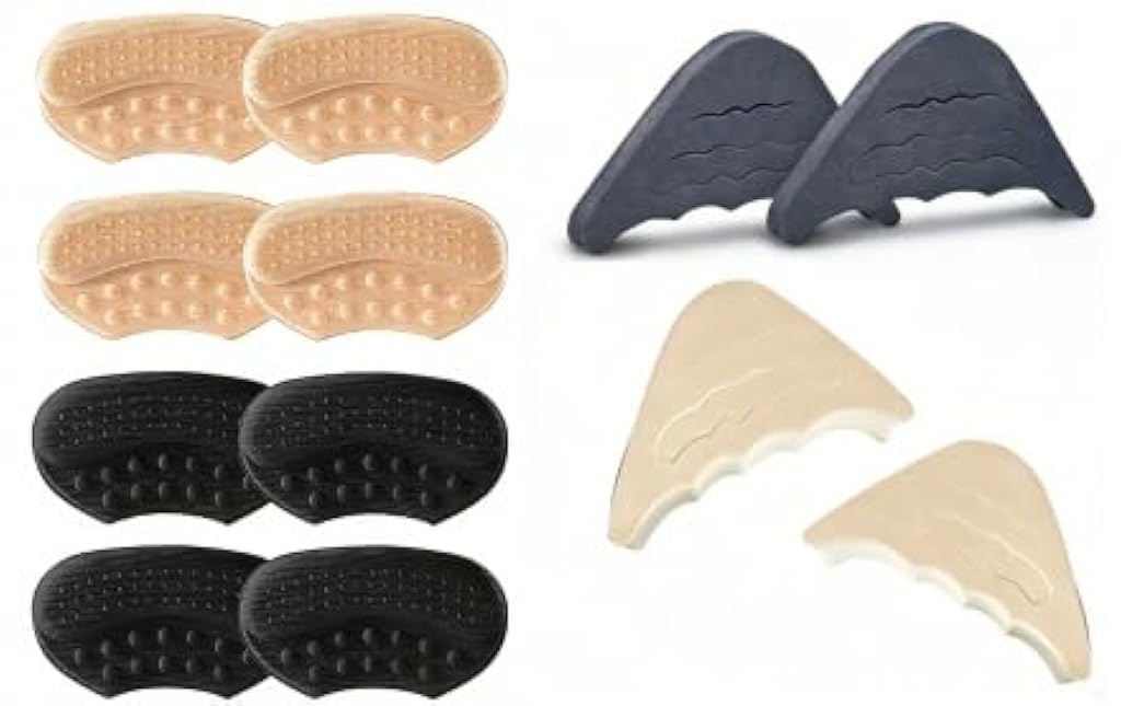 HASTHIP® Almohadillas de Talón y Metatarsianas 20PCS,Plantillas Antideslizantes Autoadhesivas para Zapatos de Mujer y Hombre,Alivio del Dolor Prevención Ampollas Ajuste Cómodo (Negro Beige)