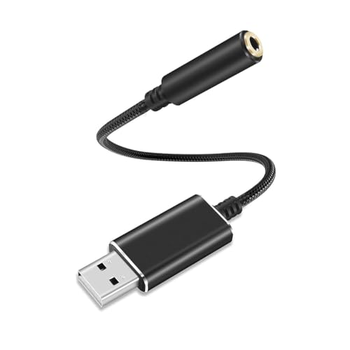 HASTHIP® Zeitel USB Sound Card, USB to 3.5mm Audio Adapter External Stereo Sound Converter for Laptop, PC, PS4, Headset, Microphone, Speakers, Gaming, Plug and Play