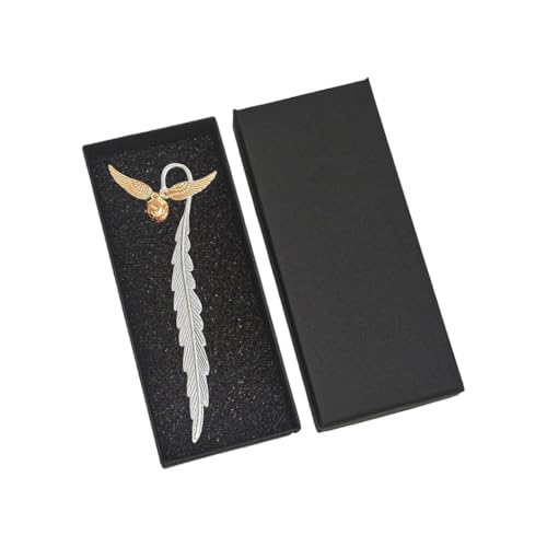 HASTHIP® Vintage Metal Feather Bookmark with Golden Winged Charm
