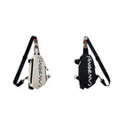 HASTHIP® 2Pcs Couple Crossbody Bag Men Women,13.5" Sling Bag,Waterproof Nylon Shoulder Large Chest w/Badges Adjustable Strap for Travel Office Cycling Hiking (White & Black)