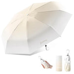 HASTHIP® UV Umbrella UPF 50+,Compact Travel Capsule Umbrella for Sun & Rain,Windproof 8 Ribs Lightweight Folding Purse for Women Men Kids Girls Boys (Gradient White)