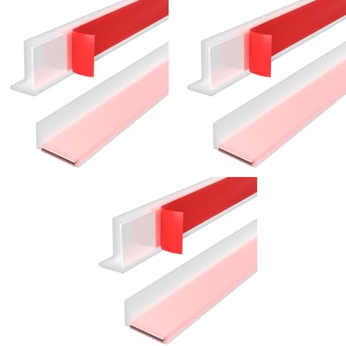 HASTHIP® 39 Inches Shower Threshold Water Dam Flexible Shower Water Guard Blocker Self-Adhesive Silicone Shower Water Dam Shower Splash Guard for Kitchen Countertop Sink, Cooktop, Bathroom Tub 3 PCS