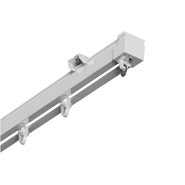 HASTHIP® Curtain Track, Aluminum Alloy Ceiling Curtain Track, Ceiling Track for Curtains, Room Divider Curtain Rods, Curtain Track Rail Set with Silent Roller Hooks (Grey, 33.46-59In)