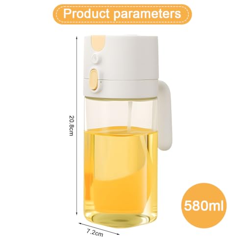 HASTHIP® 2 in 1 Olive Oil Sprayer for Cooking, Light-Blocking Olive Oil Dispenser Bottle for Kitchen Gadgets, 580ml Dark Amber Glass Brown Bottle