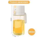 HASTHIP® 2 in 1 Olive Oil Sprayer for Cooking, Light-Blocking Olive Oil Dispenser Bottle for Kitchen Gadgets, 580ml Dark Amber Glass Brown Bottle