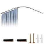 HASTHIP® L-Shaped Shower Curtain Rod 80x110cm, Extendable Stainless Steel Corner Tension Bar, No Drill Rustproof Adjustable Telescopic Shower Rail for Bathroom, Bathtub, Window, Closet