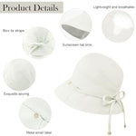 HASTHIP® Sun Hats for Women, Wide Brim Bucket Hat UV Protection Beach Hat for Women with Chin Strap, Outdoor Casual Womens Hats, Adjustable Tie-Back