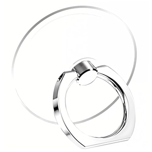 HASTHIP® Metal Phone Ring Grip, Desk Phone Support,360 ° Rotatable Folding Phone Ring Grip, Strong Adhesive Clear Round Acrylic Backing Phone Ring for Phone Case