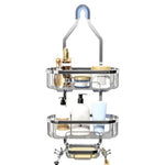 HASTHIP® Wall Shower Caddy 2-Tier No-Drill Adhesive Organizer, Rustproof Quick-Dry Bathroom Shelf with Hooks, Space-Saving Corner Storage and Soap Holder, Wall Mounted Shelves