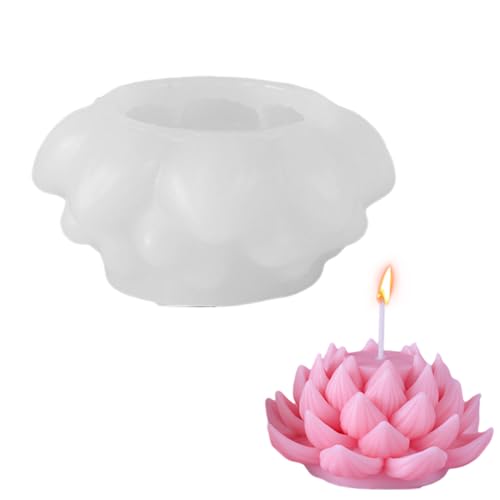 HASTHIP® Lotus Resin Silicone Moulds - Cake Chocolate Mold 3D DIY Fondant Candle Soap Mould, Blooming Lotus Resin Aromatherapy Candles Gift Mold