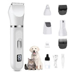 HASTHIP® Dog Hair Trimmer, 4 in 1 Dog Grooming Kit with Low Noise, Waterproof LED Display Dog Grooming Clippers Pet Hair Cutting for Dogs Cats - USB Rechargeable