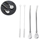 HASTHIP 7-Inch Stainless Steel Reusable Smoothie Straws with Scoop Heads (2-Pack)