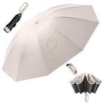 HASTHIP® Large Travel Umbrella for Men Women,50 Inch Windproof Folding Umbrella with Reflective Strap,Auto Open Close 10 Dual Ribs UV Protection Compact Portable with Carabiner