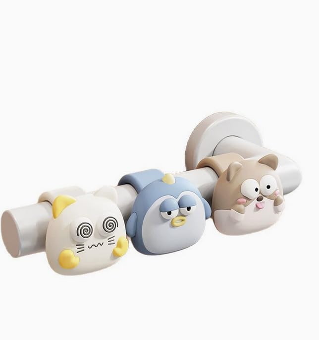 HASTHIP® 3Pcs Cartoon Silicone Door Stopper for Door Knob, Wall Protector Cartoon Dog, Penguin and Cat Design, Anti Collision Door Stop Cushion for Home, Kids Room, Bathroom