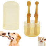 HASTHIP® 2 Pack Dog Toothbrush with Tongue Scraper, Soft Silicone Pet Dental Brush for Dogs, Puppies, Cats
