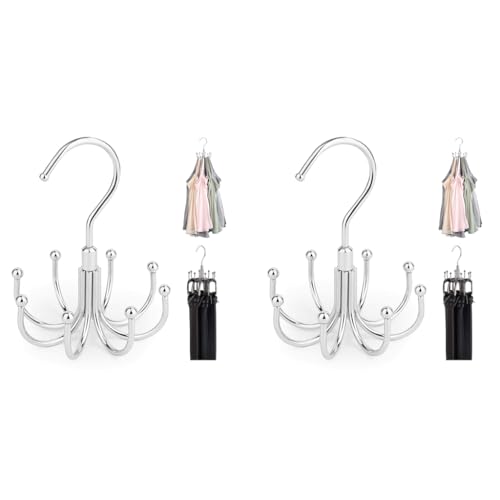 HASTHIP® Rotatable Tie Organizer Tank Top Hanger with 8 Hooks Space Saving Wardrobe Hats Bra Underwear for Home Closet Clothing Storage Organization 2PCS
