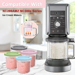 HASTHIP® 4Pcs 16Oz Ice Cream Tubs Compatible with Ninja CREAMi Ice Cream Maker NC300, NC299AM Ice Cream Tubs Ice Cream Pints with Lids for Ninja Ice Cream Maker, with 4 Color Spoons & Ice Cream Scoop