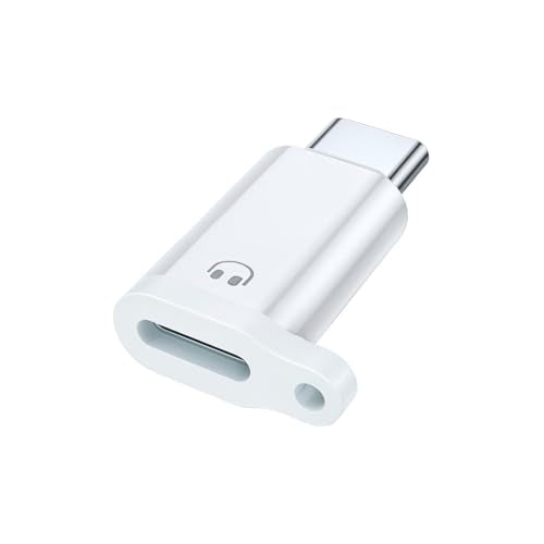 HASTHIP® Lightning to USB-C Earphone Adapter with Lanyard Holes, Type-C Male to Lightning Female Audio Converter, Aluminum Alloy, Supports Hands-Free Call & Volume Control, Compatible with iPhone