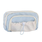 HASTHIP® 3-Layer Aesthetic Pencil Pouch for Girls, Large Capacity School Stationery Organizer, Soft Cloth Zipper Bag with Multi Compartments, Cute Gift, 21x13x10cm