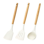 HASTHIP® Pack of 3 Silicone Cooking Utensils Set, Non Stick Large Solid Spatulas, S