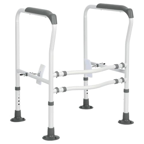 HASTHIP® Toilet Safety Rail,Adjustable Height & Width,Carbon Steel Bathroom Safety Frame with Suction Cup No Drill Toilet Support for Seniors Elderly & Disabled Handicap Grab Bar Assist Rails