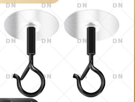 HASTHIP® 12Pcs Ceiling Hooks Self-Adhesive No-Drill Metal Snap Clasp Hanging Hooks for String Lights, Small Planters & Decor, 1.5kg Load Capacity Ceiling Mount Hangers for Home & Office