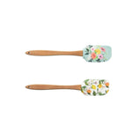 HASTHIP® 2PCS Silicone Spatula Set with Wooden Handle, Heat Resistant Non-Stick Rubber Cooking Utensils for Baking, Mixing & Scraping