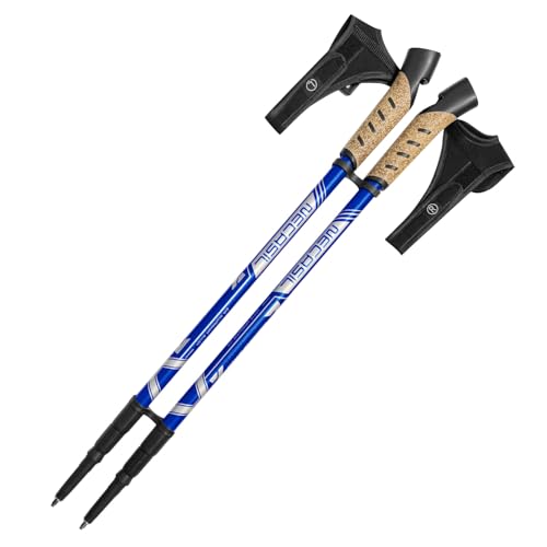 HASTHIP® Bastón de trekking de 53 pulgadas para hombre y mujer con bolsa almacenamiento azul