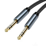 HASTHIP® 6.35mm to 6.35mm Stereo Audio Cable 1/4 Inch Male to Male TRS Cord 6.6FT Gold-Plated Connector Nylon Braided for Electric Guitar Bass Keyboard Mixer Amp