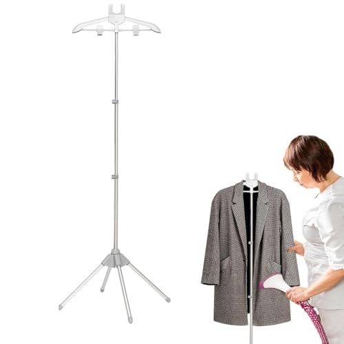 HASTHIP® Foldable Garment Clothes Drying Rack, Adjustable Hanging Ironing Machine Hanger, 62.9 Inch Aluminum Alloy Clothes Hanger Bracket with 4 Leg Stable Base, for Coat, Dress and Suit