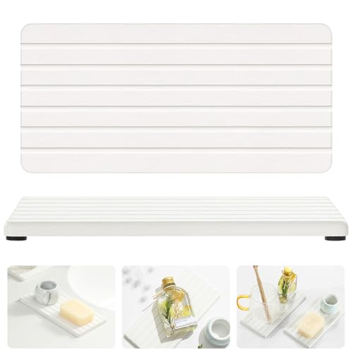 HASTHIP® Water Absorbent Diatomite Coasters - Heat Resistant Non Slip Holder, Water Absorbing Mat for Hand Soap, Plants, Toiletries, Bathroom Sink Water Absorption Pads Bathroom