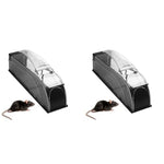 HASTHIP® Humane Mouse Trap with Handle 12.6 Inch Long Channel Non-Toxic Safe ABS Design Catch and Release Reusable Rat Cage for Home 25cm Size Suitable for Small Medium Mice 2PCS