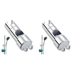 HASTHIP® Bathroom Shower Head Holder with Integrated Hooks Universal Slide Bar Bracket for 16-27mm Modern ABS Dual Hanging Hook Adjustable 2PCS