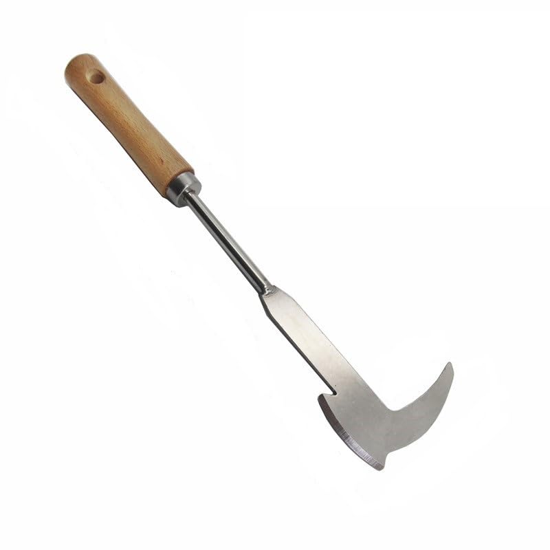 HASTHIP Stainless Steel Manual Weeder for Gardening with Built In Small Axe | Ergonomic Wooden Handle 11.8 in