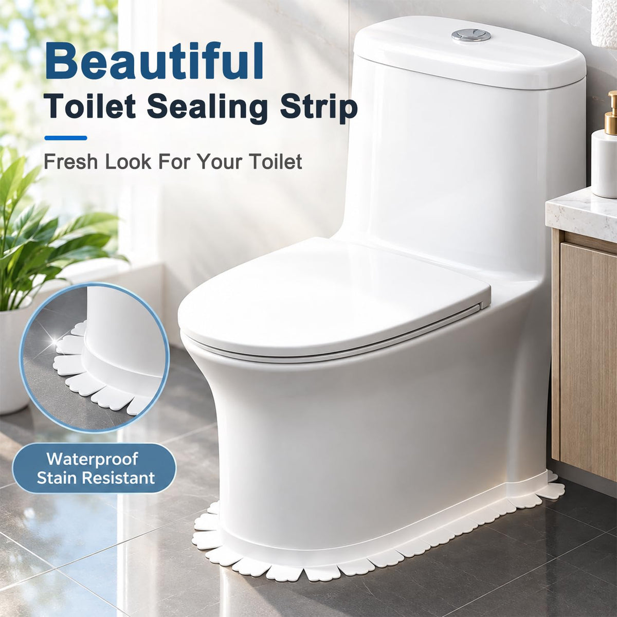 HASTHIP 1.5m PVC Bathroom Gap Sealing Tape with 90-Degree Crease and Acrylic Adhesive