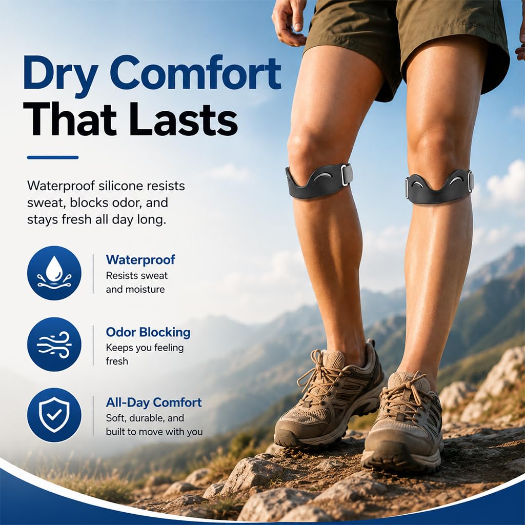 HASTHIP 2Pcs Patella Knee Support Strap with Adjustable Compression and Silicone Cushioning