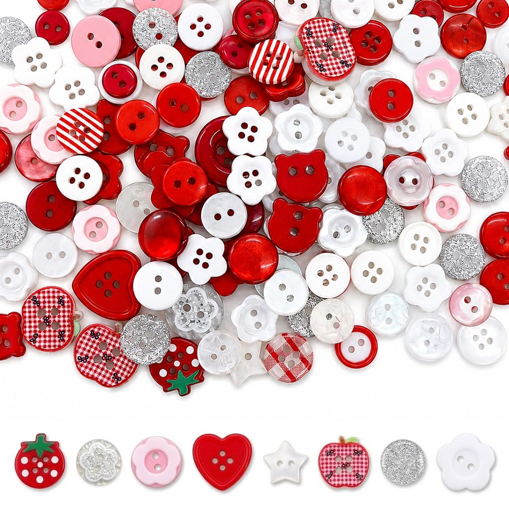 HASTHIP 100-Piece Tartan Plaid Craft Buttons in 35 Assorted Styles, 11–18 mm Resin