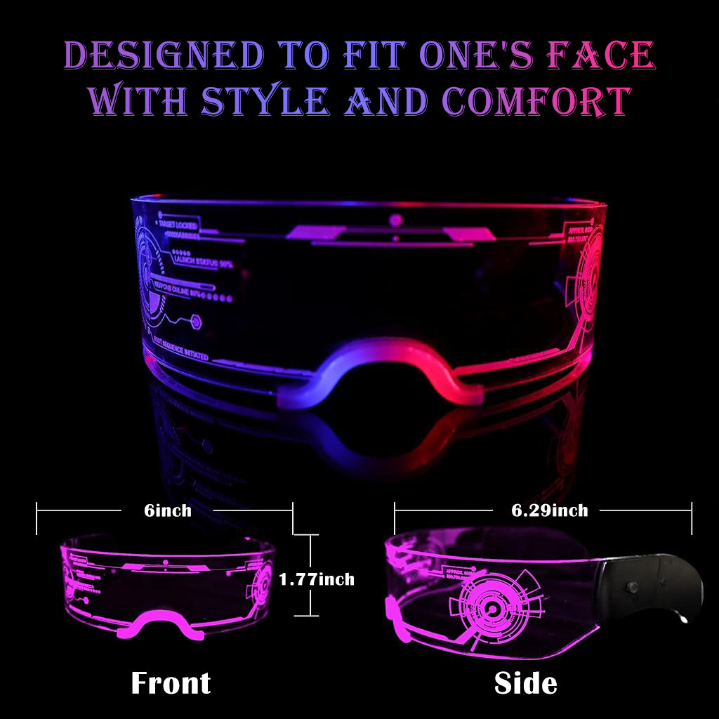 HASTHIP® LED Light Up Glasses For Party LED Glasses For Adults Kids Futuristic Sunglasses Cosplay Costume