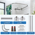 HASTHIP U-Shaped Shower Curtain Rod, 23,6 Pulgadas, Adjustable Stainless Steel in Silver