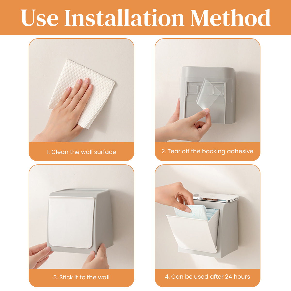 HASTHIP® Sanitary Pads Storage Box for Toilet Wall Pull-Out Utility Storage Box for 25-30Pcs Sanitary Pads, Cotton Swabs, Small Gadgets, 11.5cmx11.5cmx19.5cm