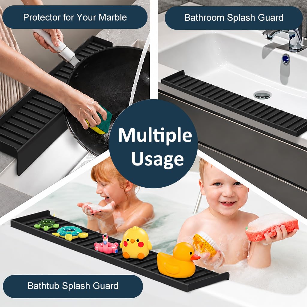 HASTHIP Silicone Sink Edge Protector, 4 x 24 in, 5mm Thick with 5 Degree Drainage Slope