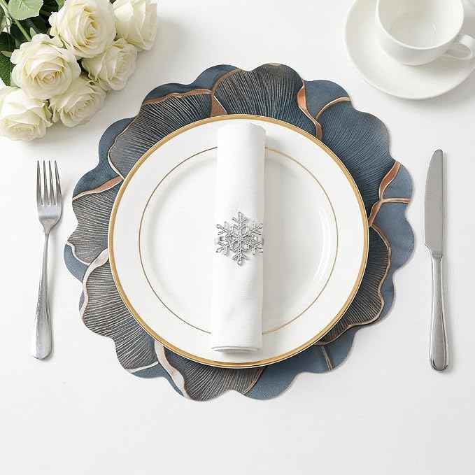 ZIBUYU® Blooming Petal Linen Placemats (Set of 6)