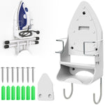 HASTHIP® Iron Board Hanger, Wall Mount Electric Iron Holder Iron and Ironing Board Storage Organizer Shelf with Removable Hooks for Household Bathroom Laundry Room