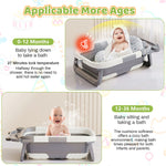 HASTHIP® Baby Bath Tub Foldable Bathtub, Collapsible Toddler Bath Tubs with Baths Support Cushion Pad Seat Mat, Anti-Slip Portable Travel Shower