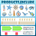HASTHIP 12-Piece 5D Diamond Painting Keychain Kit with Acrylic Bases and Ocean Designs