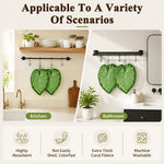 HASTHIP 2 Pack Hanging Leaf-Shaped Hand Towels in Soft Coral Fleece for Kitchen and Bathroom