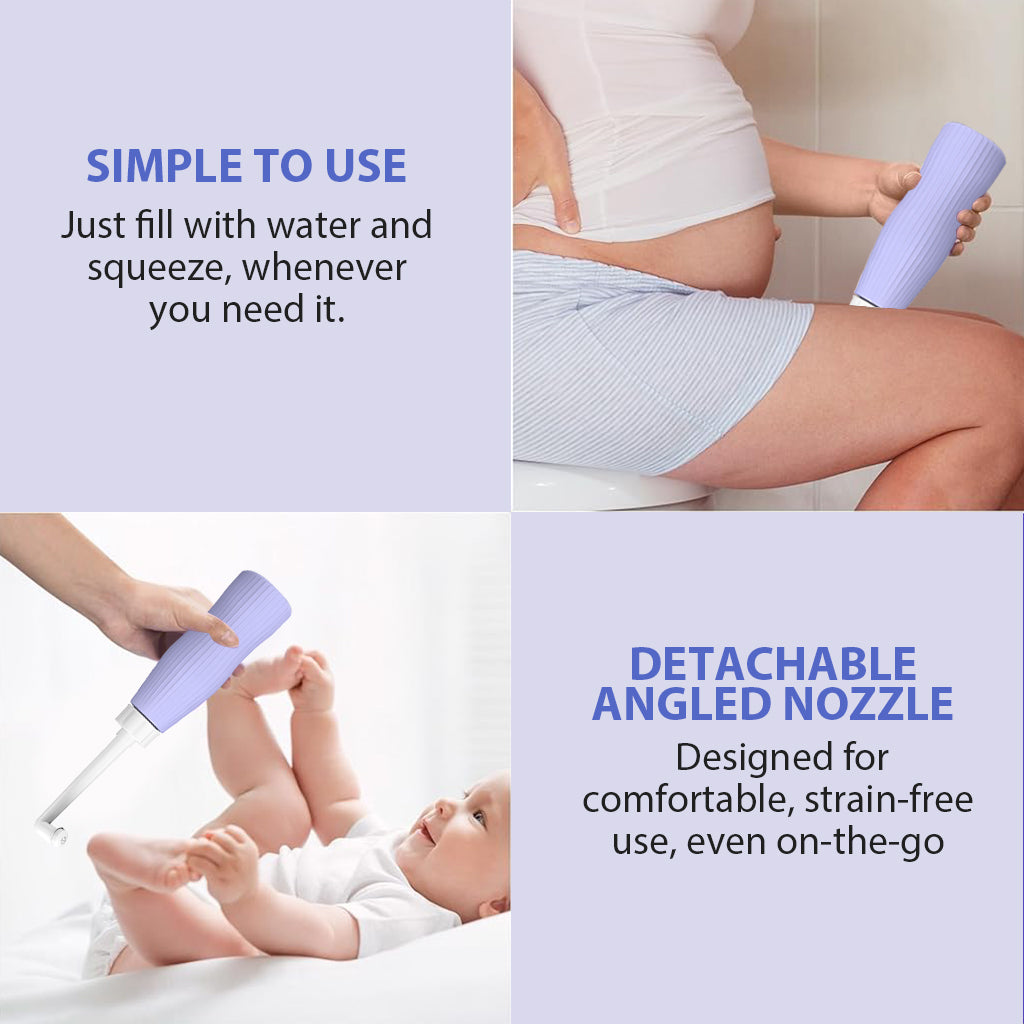 HASTHIP® Peri Bottle, 500ml Portable Travel Bidet with Bag, with 2 Interchangeable Spray Nozzles Travel Bidet with Storage Bag Cleansing Bidet Sprayer for Personal Hygiene Care, Postpartum Perineal