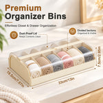 HASTHIP 12-Cell PET Plastic Storage Organizer, Milky White with Clear Lid, Stackable for Socks and Underwear